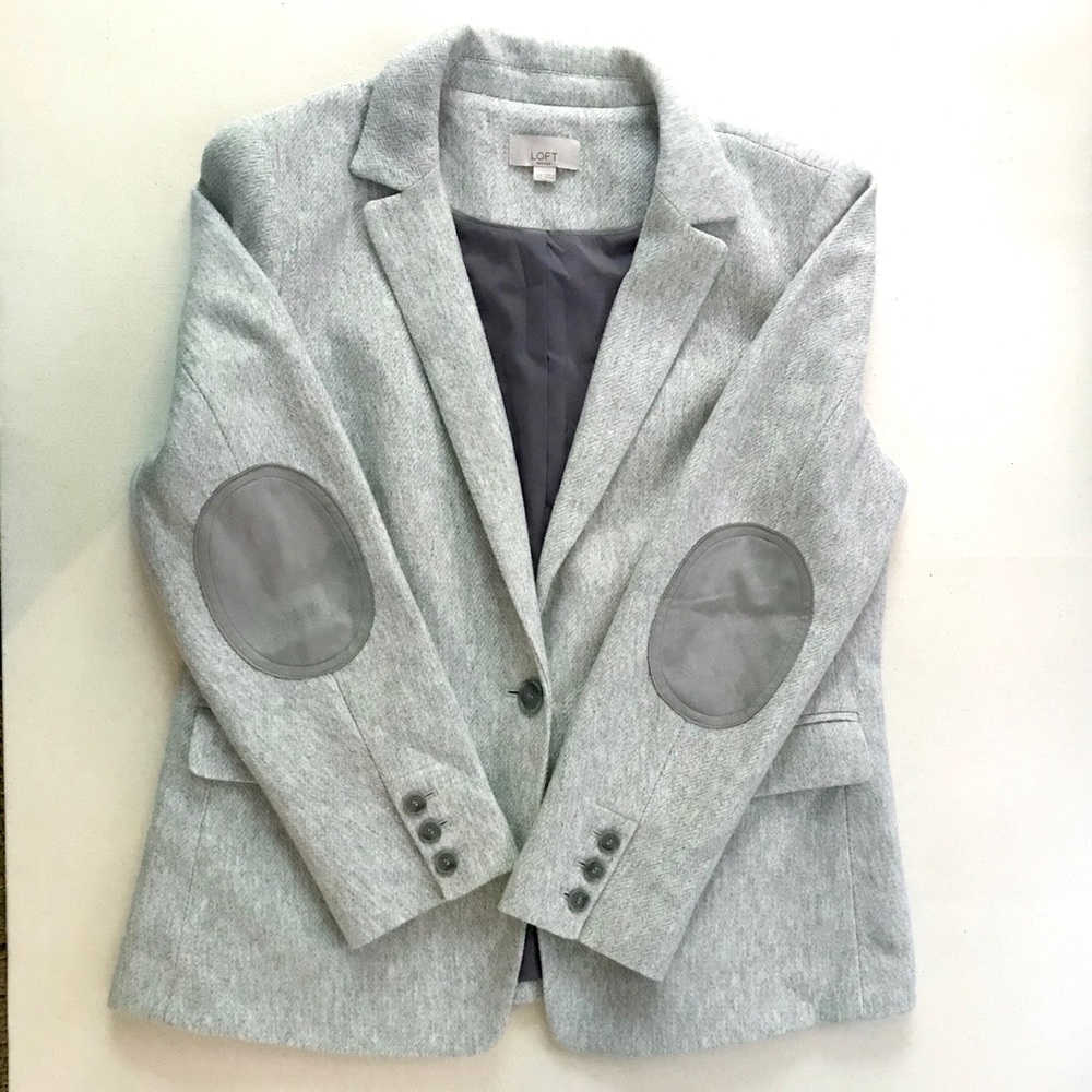 Elbow patch herringbone blazer